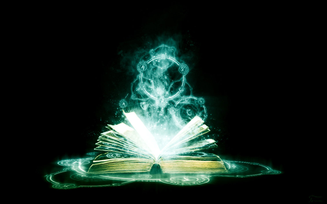 Image of a glowing magical book